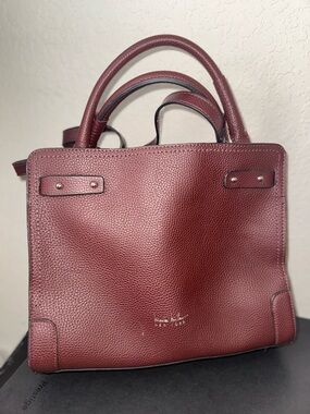 Nicole Miller Burgundy Leather Satchel